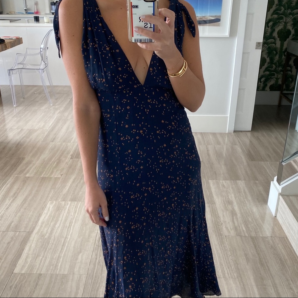 REFORMATION navy Star print dress